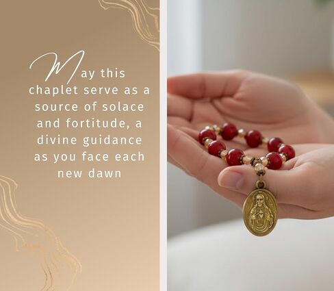 Trendzeen Surrender Novena Chaplet - Glass Surrender Novena Rosary Chaplet, Trifold Surrender Novena Pamphlet, Our Father Prayer Card - Don Dolindo Surrender Novena Set, Total 3 Items in Kuwait