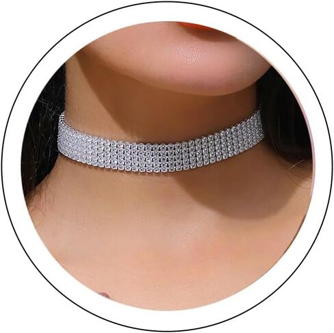 Tennis Necklaces for Women Sparkly Rhinestone Choker Diamond Chain Necklace in Saudi Arabia