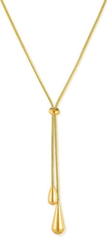 Dainty Lariat Necklace 14k Gold Plated Long Y Necklace for Women Bar Pendant Adjustable Collarbone Chain Necklaces Chic Jewelry Gift in Saudi Arabia