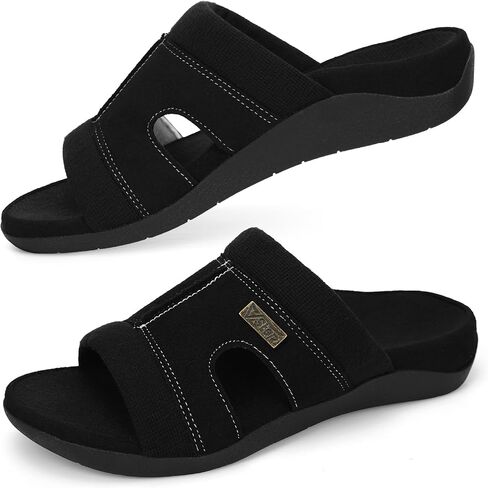 V.Step Open Toe House Slippers with Arch Support, Orthopedic Bedroom Slides Slippers for Plantar Fasciitis Casual Slip On House Shoes for Women Men Indoor Outdoor in Kuwait