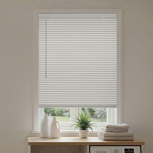 DEZ FURNISHINGS Premium Cordless 1" Room Darkening Vinyl Mini Blinds, 62" W x 64" H, White in Kuwait