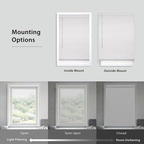 DEZ FURNISHINGS Premium Cordless 1" Room Darkening Vinyl Mini Blinds, 62" W x 64" H, White in Kuwait