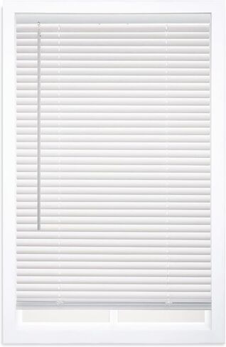 DEZ FURNISHINGS Premium Cordless 1" Room Darkening Vinyl Mini Blinds, 62" W x 64" H, White in Kuwait
