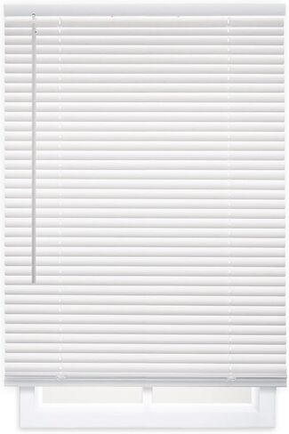 DEZ FURNISHINGS Premium Cordless 1" Room Darkening Vinyl Mini Blinds, 62" W x 64" H, White in Kuwait