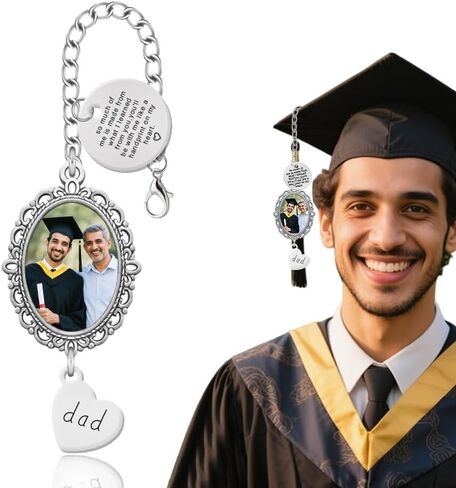Personalized Graduation Tassel Photo Charm for Dad Memorial Gifts for Loss of Father Memorial Picture Frame for Graduation Cap Decor for Graduate Photo Charm Tassel Hanging Ornament for Loss of Dad in Saudi Arabia