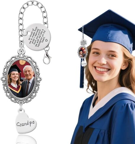 Personalized Graduation Tassel Photo Charm for Dad Memorial Gifts for Loss of Father Memorial Picture Frame for Graduation Cap Decor for Graduate Photo Charm Tassel Hanging Ornament for Loss of Dad in Saudi Arabia