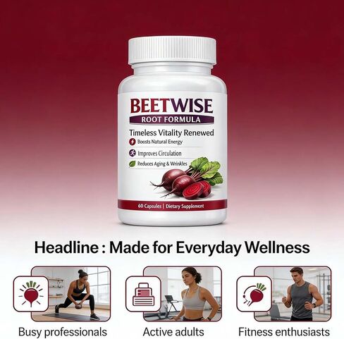 (3 Bottles) Beetwise Root Formula | Cold Pressed - Beetroot Supplement Organic – Vegan-Friendly, Non-GMO, 60 Capsules in Kuwait
