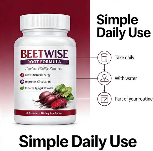 (3 Bottles) Beetwise Root Formula | Cold Pressed - Beetroot Supplement Organic – Vegan-Friendly, Non-GMO, 60 Capsules in Kuwait