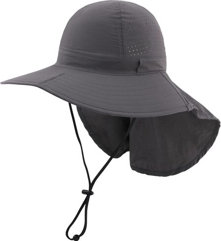 Sun Hat for Men Women with Neck Flap Ponytail Hole, Wide Brim UPF 50+ Fishing Hat for Outdoor Beach Hiking Camping Unisex in Saudi Arabia