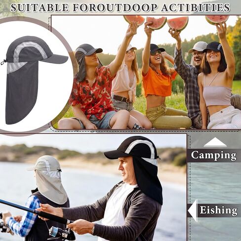 Janmercy 3 Pcs Sun Hats with Neck Flap for Men Uv50+ Large Brim Baseball Cap with Neck Cap UV Sun Protection Adjustable Breathable for Hiking Cycling Fishing Outdoor Sports in Kuwait