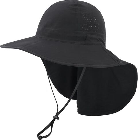 Sun Hat for Men Women with Neck Flap Ponytail Hole, Wide Brim UPF 50+ Fishing Hat for Outdoor Beach Hiking Camping Unisex in Saudi Arabia