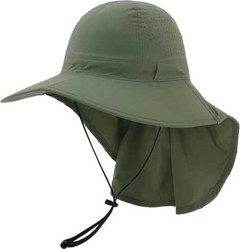Sun Hat for Men Women with Neck Flap Ponytail Hole, Wide Brim UPF 50+ Fishing Hat for Outdoor Beach Hiking Camping Unisex in Saudi Arabia