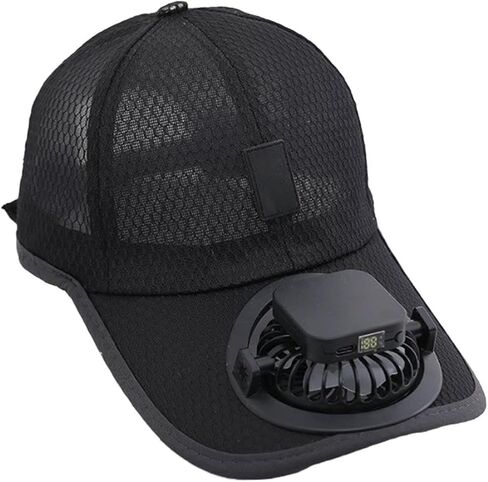 PURFUN Men Women Cool Mesh Baseball Caps with Mini Fan on Brim, 3 Adjustable Speed Solar Powered/USB Charging Fan Sun Hat Cap in Kuwait