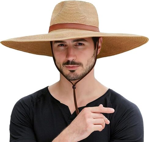 Wide Brim Straw Hat, Foldable Mens Cowboy Sun Hat, Shapeable Beach Safari Fishing Hat for Outdoors in Saudi Arabia