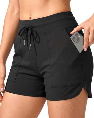 Women Swim Board Shorts 5 Inches High Waist Tummy Control Ultra Stretch Quick Dry for Pool Beach Summer Vacation in Saudi Arabia