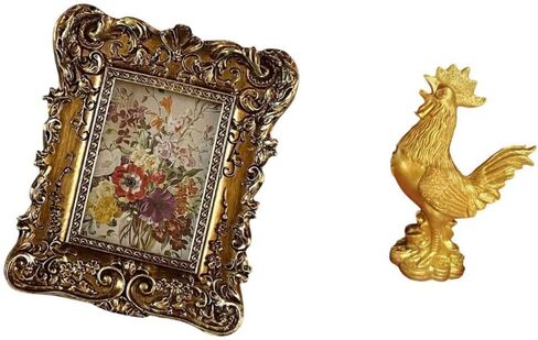 Fenteer Photo Frame Retro Photo Frame Ornate Table Picture Hanging Photo Frame Chicken Sculpture Resin Material Lifelike Details Suitable for Home in Kuwait