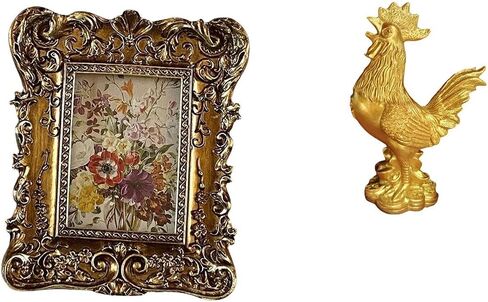 Fenteer Photo Frame Retro Photo Frame Ornate Table Picture Hanging Photo Frame Chicken Sculpture Resin Material Lifelike Details Suitable for Home in Kuwait
