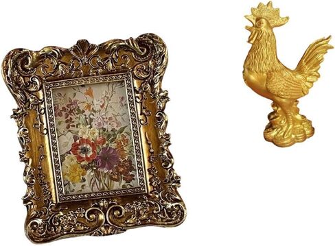 Fenteer Photo Frame Retro Photo Frame Ornate Table Picture Hanging Photo Frame Chicken Sculpture Resin Material Lifelike Details Suitable for Home in Kuwait