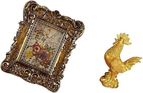 Fenteer Photo Frame Retro Photo Frame Ornate Table Picture Hanging Photo Frame Chicken Sculpture Resin Material Lifelike Details Suitable for Home in Kuwait