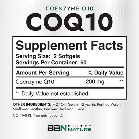 Built by Nature CoQ10 – High Absorption Coenzyme Q10 Supplement with Coconut MCT Oil – Promotes Heart Health, Cellular Energy & Antioxidant Support – 120 Softgels in Kuwait