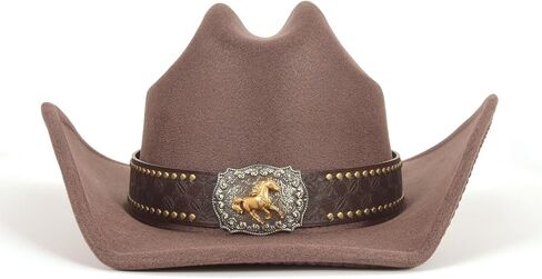 Cowboy Hat for Men Women – Microfiber Faux Leather Western Hat, Medium Size (21.5-22.5 Inch Head Circumference) in Saudi Arabia