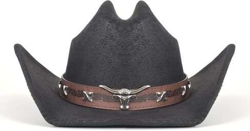 Cowboy Hat for Men Women – Microfiber Faux Leather Western Hat, Medium Size (21.5-22.5 Inch Head Circumference) in Saudi Arabia