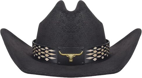Cowboy Hat for Men Women – Microfiber Faux Leather Western Hat, Medium Size (21.5-22.5 Inch Head Circumference) in Saudi Arabia