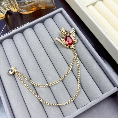 5PCS Men's Brooch Suit Pin Crystal Rhinestone Crown Hanging Chain Tassel Brooch with Stone Detailing Rose Floral Lapel Pins Stick Suit Tuxedo Accessory for Men in Saudi Arabia
