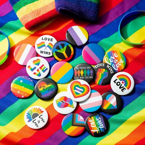 Gay Pride Button Pins Rainbow LGBT Round Badges Love is Love Heart Bisexual Proud Brooch Pin for Parade Festival Activity Decorations Party Favors Supplies Clothe Bag Hat Accessories in Saudi Arabia