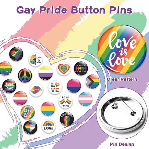 Gay Pride Button Pins Rainbow LGBT Round Badges Love is Love Heart Bisexual Proud Brooch Pin for Parade Festival Activity Decorations Party Favors Supplies Clothe Bag Hat Accessories in Saudi Arabia