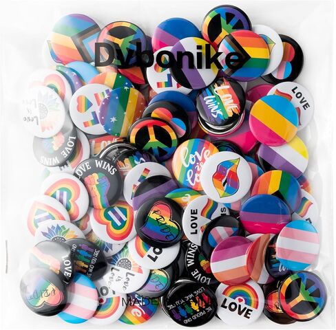 Gay Pride Button Pins Rainbow LGBT Round Badges Love is Love Heart Bisexual Proud Brooch Pin for Parade Festival Activity Decorations Party Favors Supplies Clothe Bag Hat Accessories in Saudi Arabia