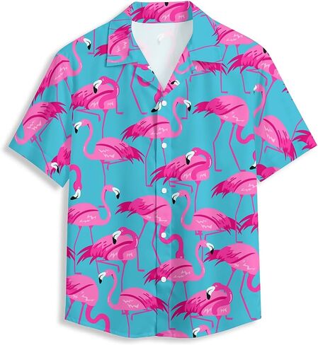 80S 90S Duck Men's Hawaiian Shirt Short Sleeve Floral Button Down Shirts Tropical Holiday Beach Shirts in Saudi Arabia