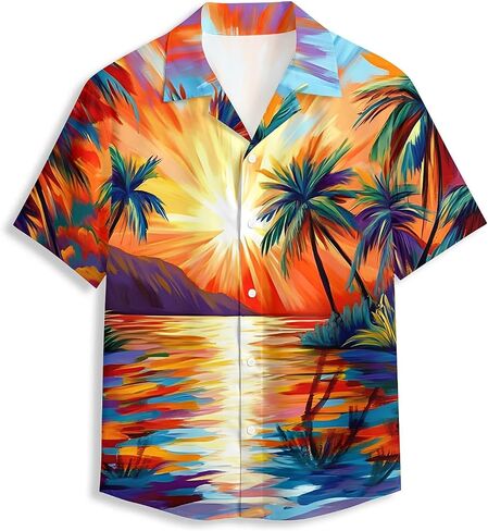 80S 90S Duck Men's Hawaiian Shirt Short Sleeve Floral Button Down Shirts Tropical Holiday Beach Shirts in Saudi Arabia
