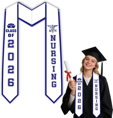Nursing Graduation Stole Class of 2026, RN Ceremony Sash, Nurse School Scarf for Women Men, Medical Graduation Stole in Saudi Arabia