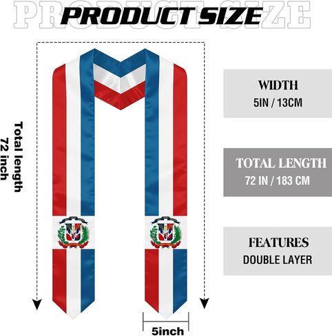 Dominican Republic Graduation Sash Stole International Study Abroad Unisex Country Flag Graduation Scarf in Kuwait