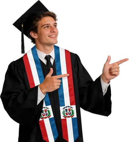 Dominican Republic Graduation Sash Stole International Study Abroad Unisex Country Flag Graduation Scarf in Kuwait