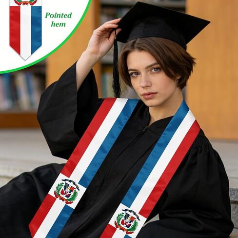 Dominican Republic Graduation Sash Stole International Study Abroad Unisex Country Flag Graduation Scarf in Kuwait