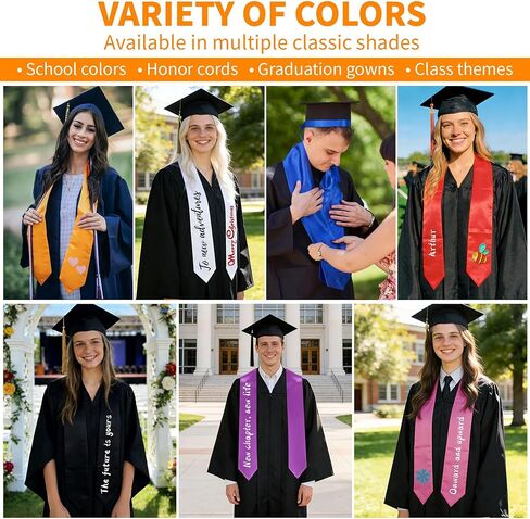 72 Inch Plain Graduation Stole - Unisex Adult Graduation Sash Class of 2025 & 2026 With Classic Tips in Saudi Arabia