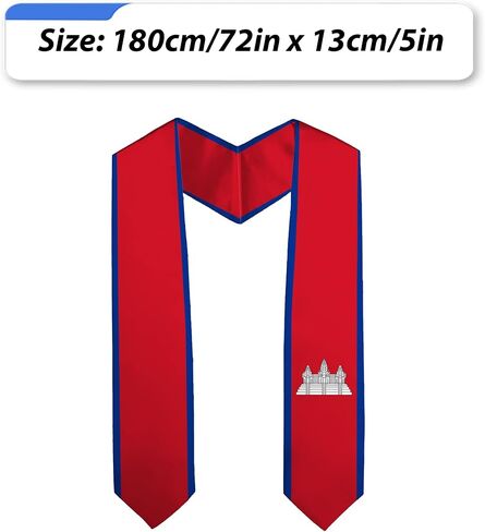 Cambodia Flag Graduation Stole Embroidery Sash for Study Aboard International Students Adult Unisex Gifts in Saudi Arabia