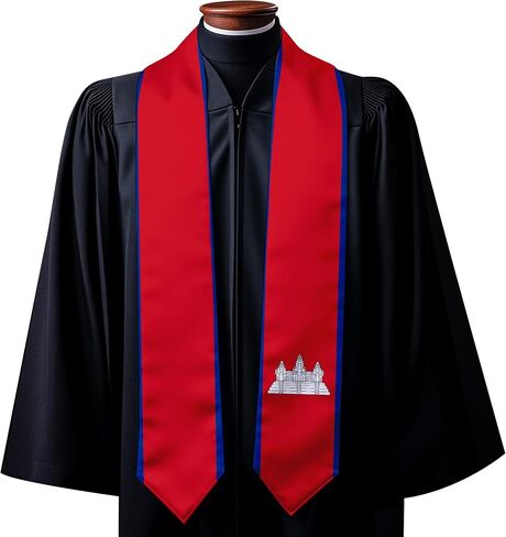 Cambodia Flag Graduation Stole Embroidery Sash for Study Aboard International Students Adult Unisex Gifts in Saudi Arabia