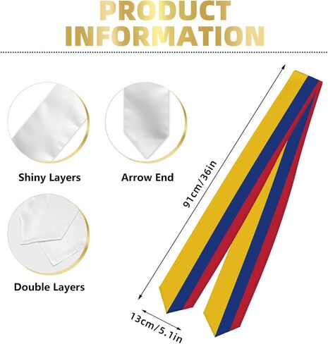 Flag Graduation Stole Class of 2026 Graduation Satin Sash Scarf Gifts for International Student in Saudi Arabia