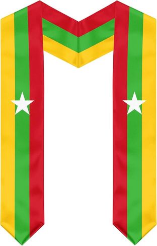 Myanmar Burma Flag Graduation Stole, Myanmar Burma Graduation Sash Scarf for Study Aboard International Students in Kuwait