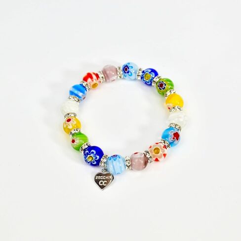 MY ITALIAN DÉCOR - Murano Glass Millefiori Bead Bracelet SET OF 3 | Beaded Bracelet with Elastic | Handmade for Woman | Made In Italy in Saudi Arabia