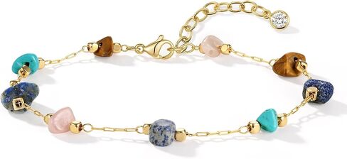 Created Turquoise Bracelet for Women, 14K Gold Plated Beaded Chain Boho Western Jewelry in Saudi Arabia