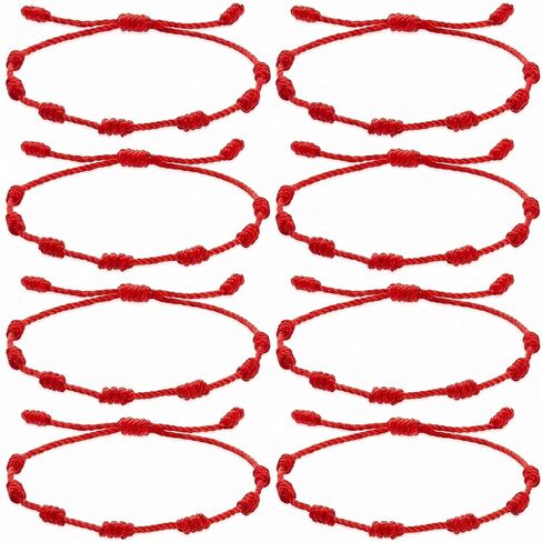Chedin 8 Pcs Red String Bracelet Set, 7 Knot Adjustable Kabbalah Evil Eye Protection Bracelet, Lucky Charm Amulet for Women Men Friendship, Red Cord Good Luck Jewelry Gift in Saudi Arabia