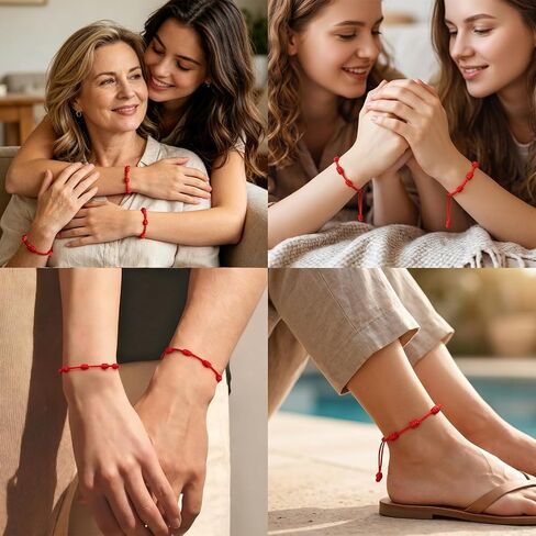 Chedin 8 Pcs Red String Bracelet Set, 7 Knot Adjustable Kabbalah Evil Eye Protection Bracelet, Lucky Charm Amulet for Women Men Friendship, Red Cord Good Luck Jewelry Gift in Saudi Arabia