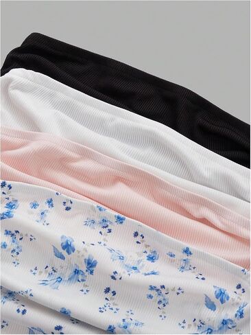 OYOANGLE Girl's 4 Pack Ruched Tube Top Floral Strapless Slim Fitted Shirt Ribbed Knit Bandeau Tops in Kuwait