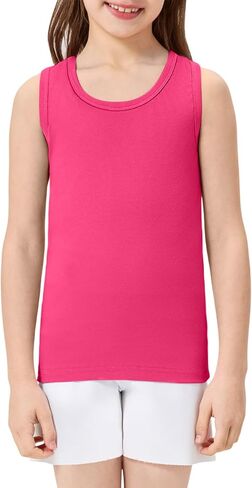 Girls Tank Tops Kids Cotton Sleeveless Undershirts Youth Racerback Tank Tops for Toddler Age 2T-16Y in Kuwait