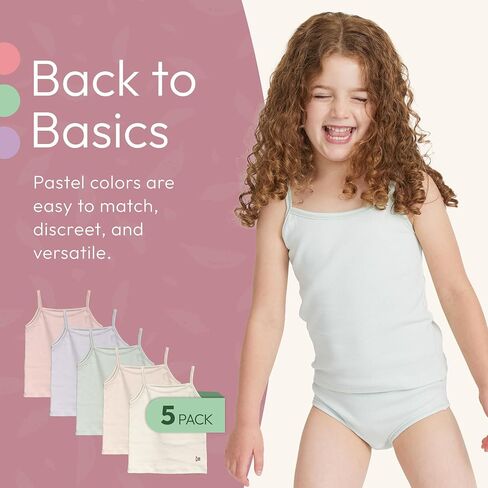 Feathers Girls Pastel Ribbed Undershirt (5-Pack) in Saudi Arabia