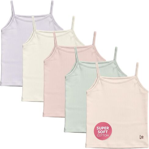 Feathers Girls Pastel Ribbed Undershirt (5-Pack) in Saudi Arabia